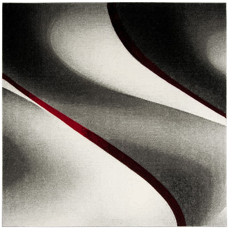 SAFAVIEH Hollywood Andreia Mid-Century Modern Abstract Rug - 9' Square - Grey/Red