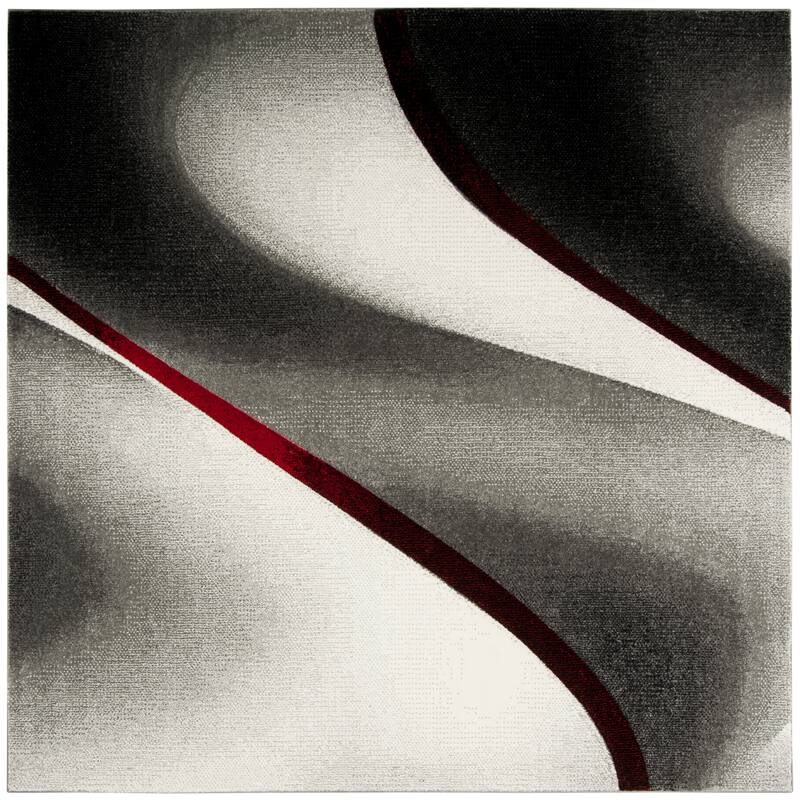 SAFAVIEH Hollywood Jocelyne Mid-Century Modern Abstract Rug - 9' x 9' Square - Grey/Red