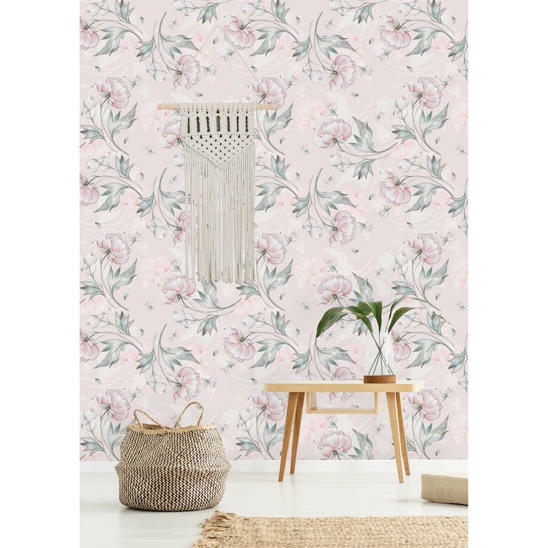 Peony Pattern with Buds Removable Wallpaper - Bed Bath & Beyond - 33275128