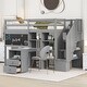 preview thumbnail 7 of 10, Twin Size Loft Bed with Pullable Desk, Storage Shelves, Staircase, and Blackboard - Solid Wood Frame for Space-Saving Design Gray