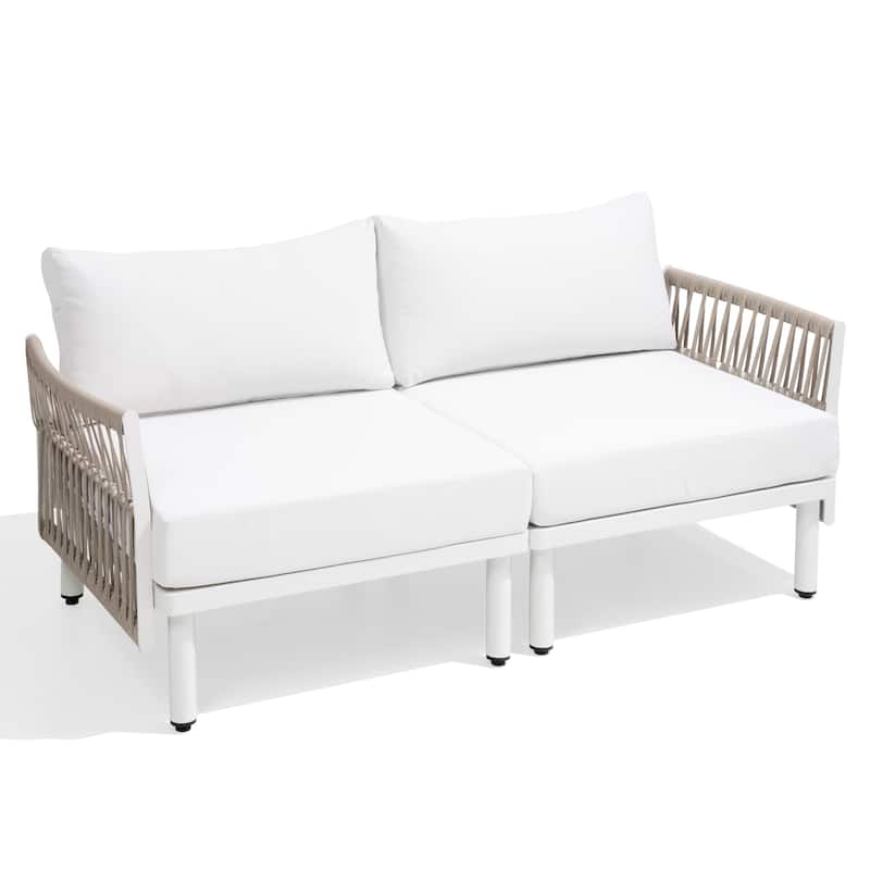 Outdoor Modular All-Weather Aluminum Cushioned Sectional Sofa Set with Deep Seating Patio Conversation Set