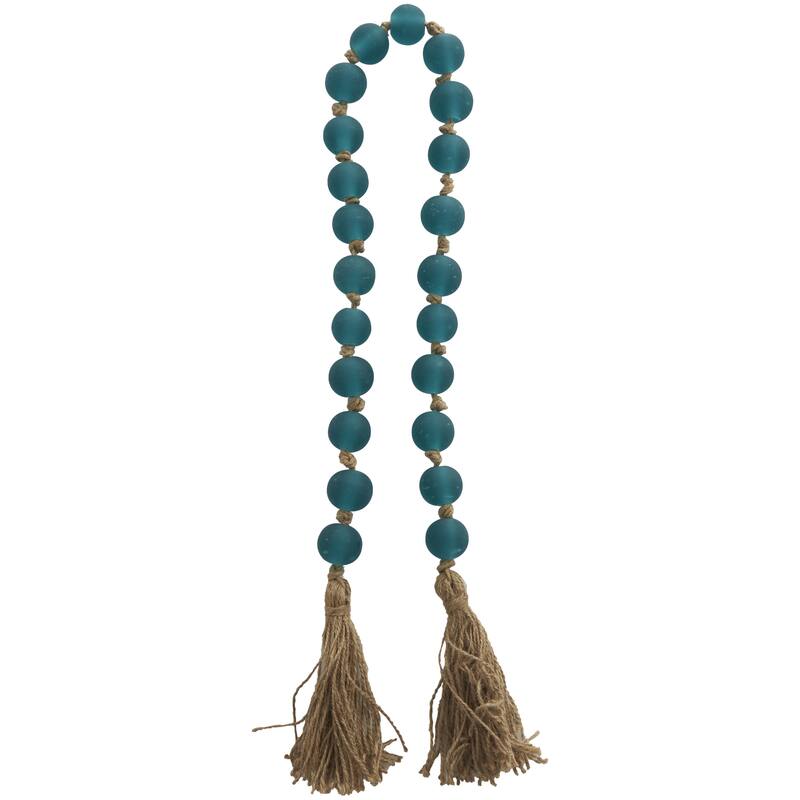 Glass Handmade Round Beaded Garland with Tassel with Knotted Brown Jute - Roche River Decor