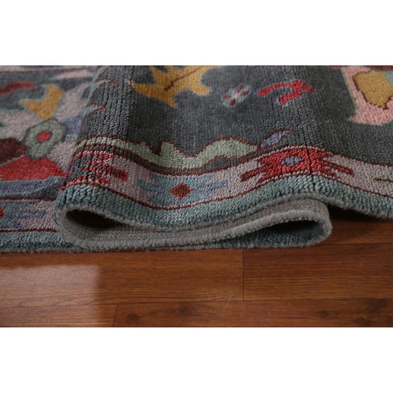 Blue Transitional Oushak Area Rug Handmade Wool Carpet - 9'3"x 11'10"