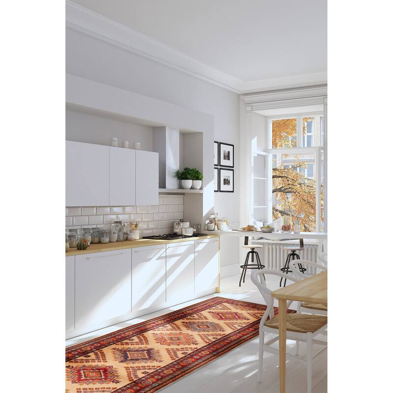 ECARPETGALLERY Hand-knotted Finest Ghazni Cream Wool Rug - 2'8 x 14'2