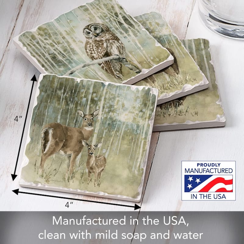 Nature's Call Multi-Image Absorbent Stone Tumbled Tile Coaster 4 Pack with Protective Cork Backing Manufactured in The USA