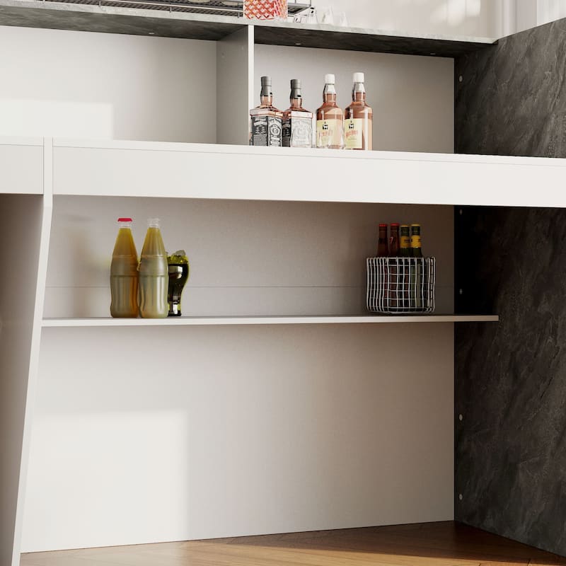Reception Desk in White with Computer Surface and 4 Shelves