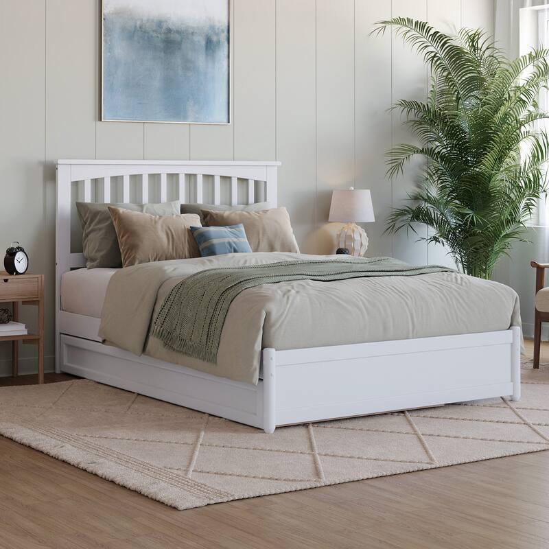 Everett Platform Bed with Panel Footboard and Twin Trundle