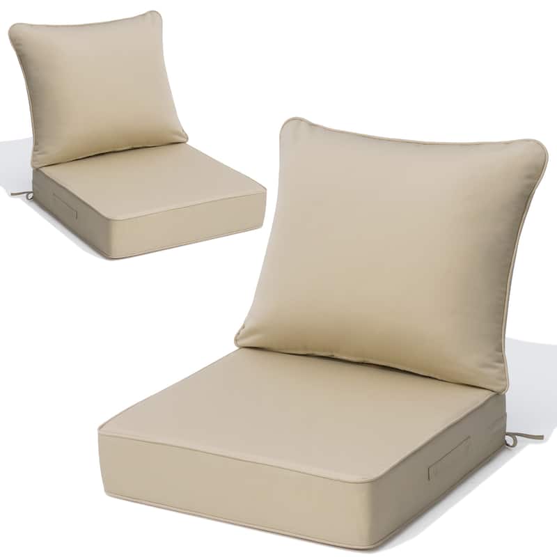 Outdoor Patio Deep Seat Sunbrella Fabric Cushion Set Chair Cushion - 2PC - Canvas Antique Beige