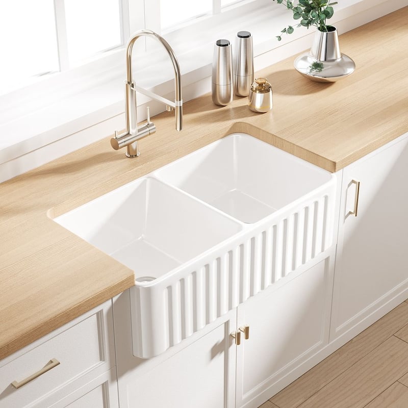 Eridanus Brooklyn Farmhouse Apron Double Bowl Kitchen Sink