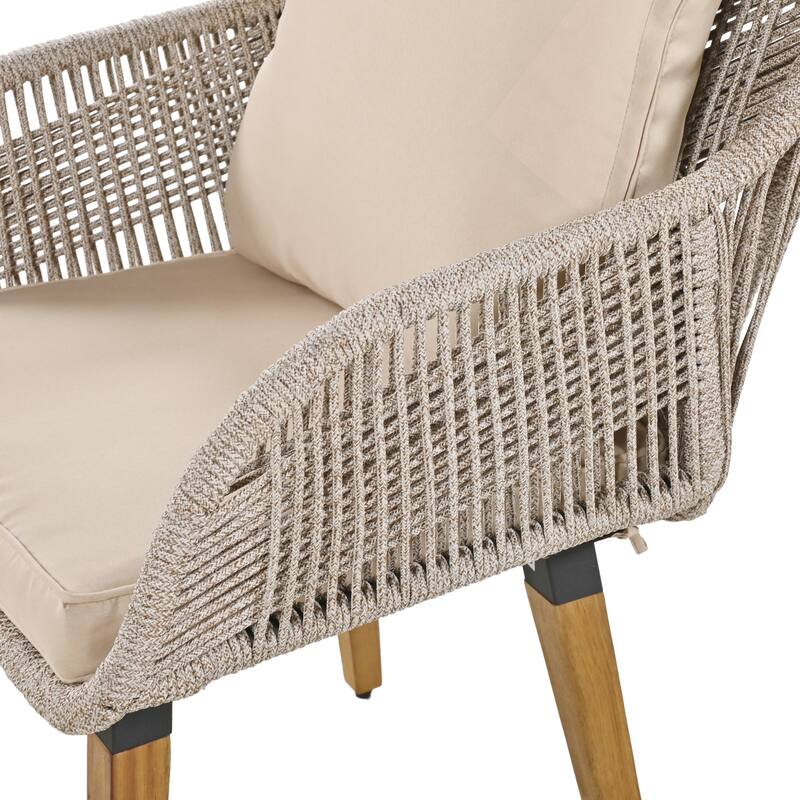 5 Pcs Outdoor Patio Furniture Set, All-Weather Patio Conversation Set with Wicker Cool Bar Table, Single Chairs and Ottomans