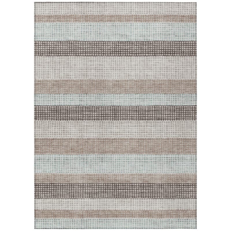 HomeRoots Striped Transitional Rectangle Outdoor Rug