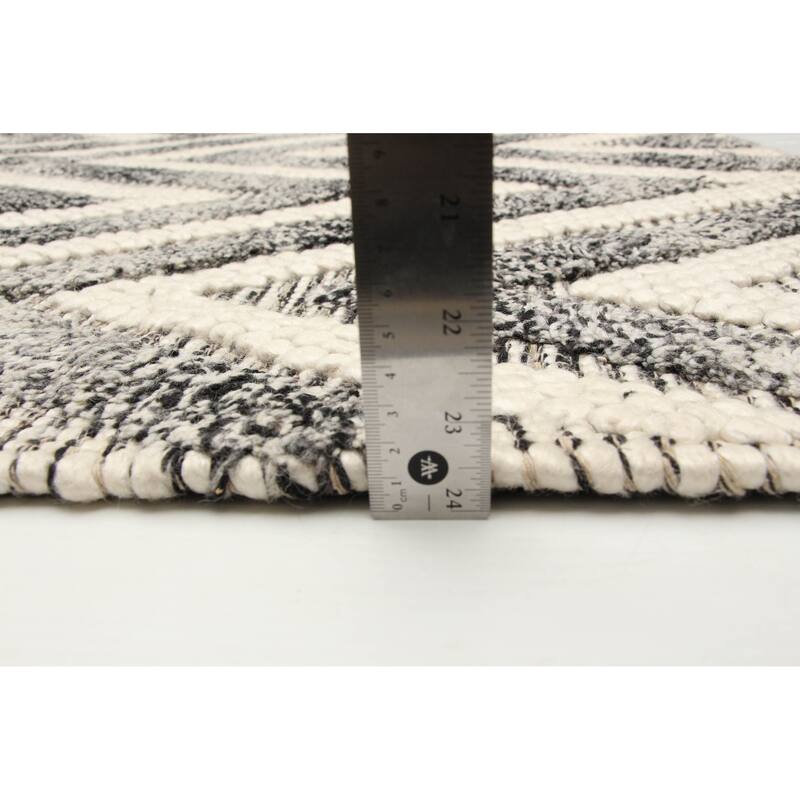 ECARPETGALLERY Braid weave Sienna Grey Wool Rug - 5'0 x 8'3