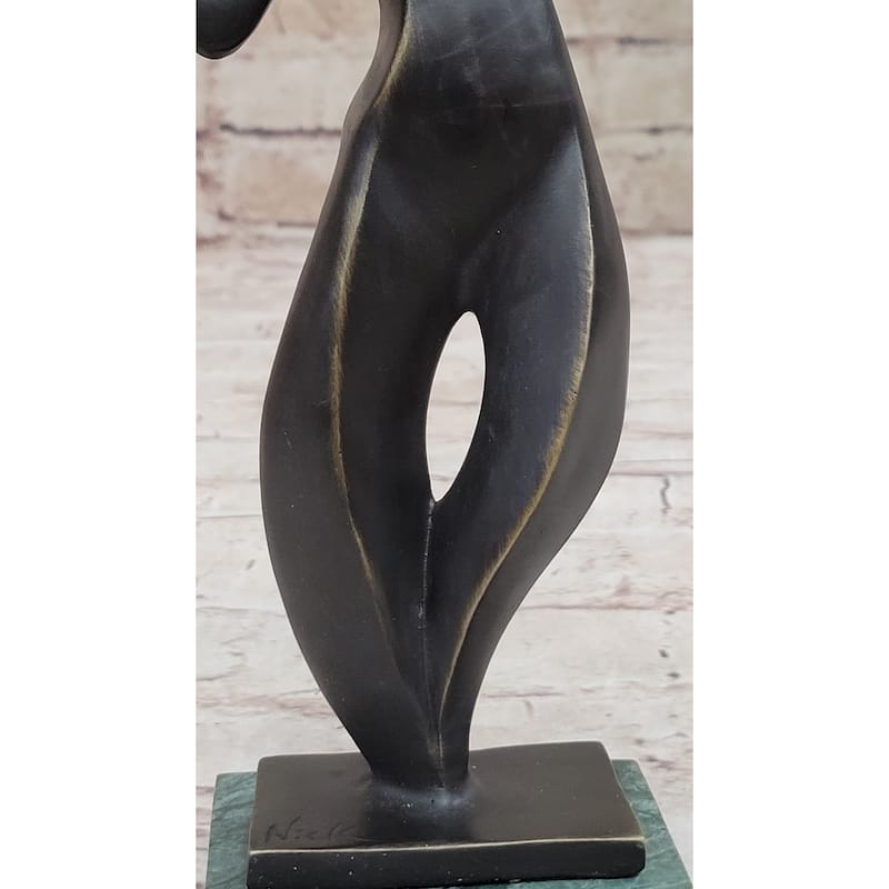 Tennis Badminton Player Serving Bronze Metal Statue Sculpture Figurine Signed 10 Inches X 6 Inches