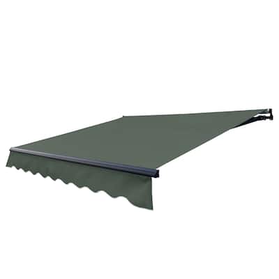 ALEKO Motorized Retractable Patio 20 x 10 ft Awning Green Canopy Black Frame