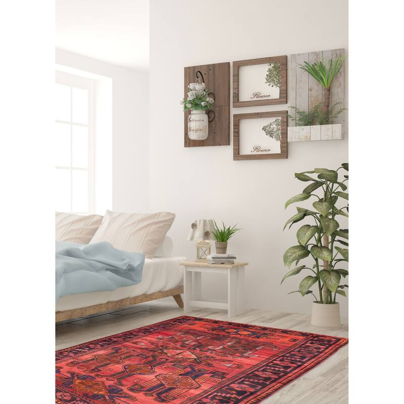 ECARPETGALLERY Hand-knotted Melis Vintage Red Wool Rug - 5'5 x 7'9