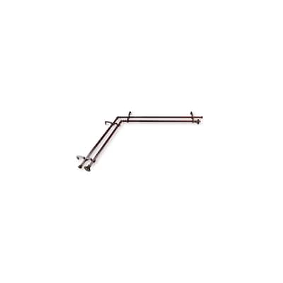 Corner Window Curtain Rod Double Layer 120-170" Cocoa Modern Chic Drapery Rod Set - M