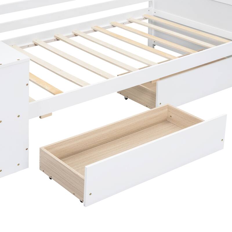 Double sofa bed with shelves and drawers