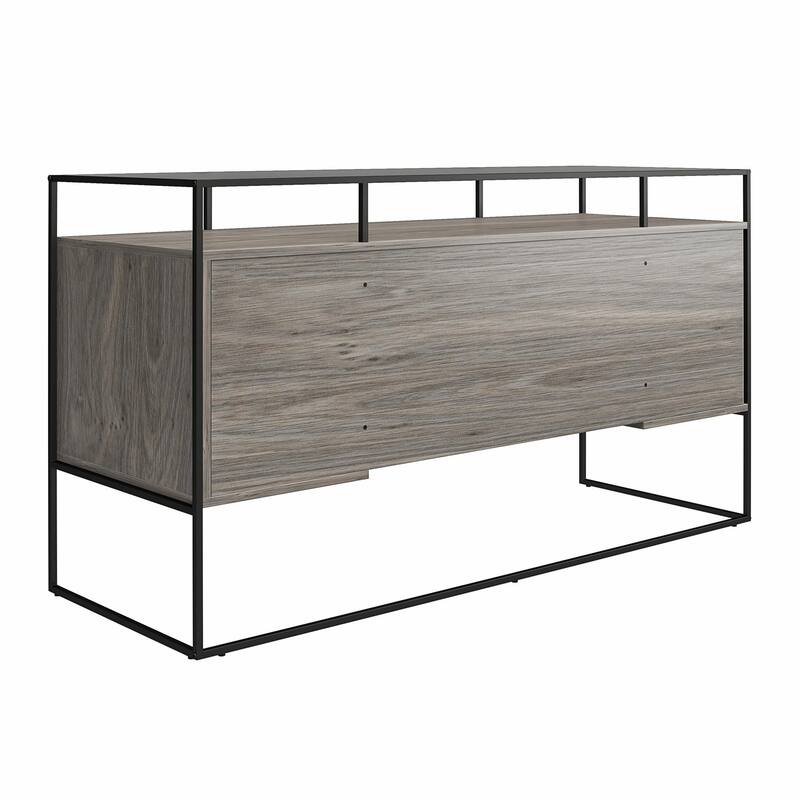 Ameriwood Home Creedmore Modern Desk with Fluted Glass Top
