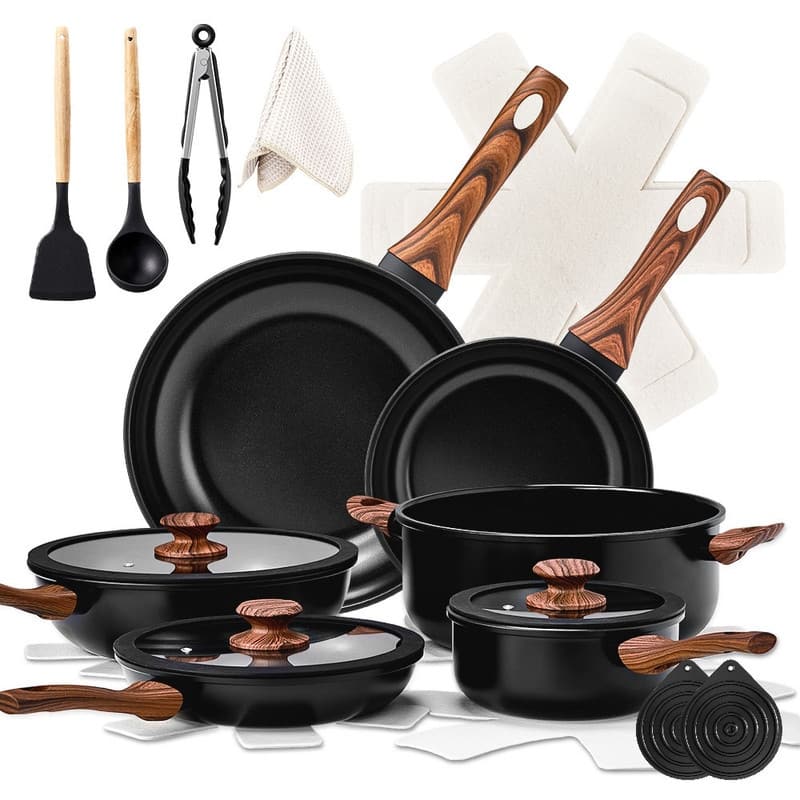 20 Pcs Nonstick Pots And Pans Set Cast Aluminum Cookware Set