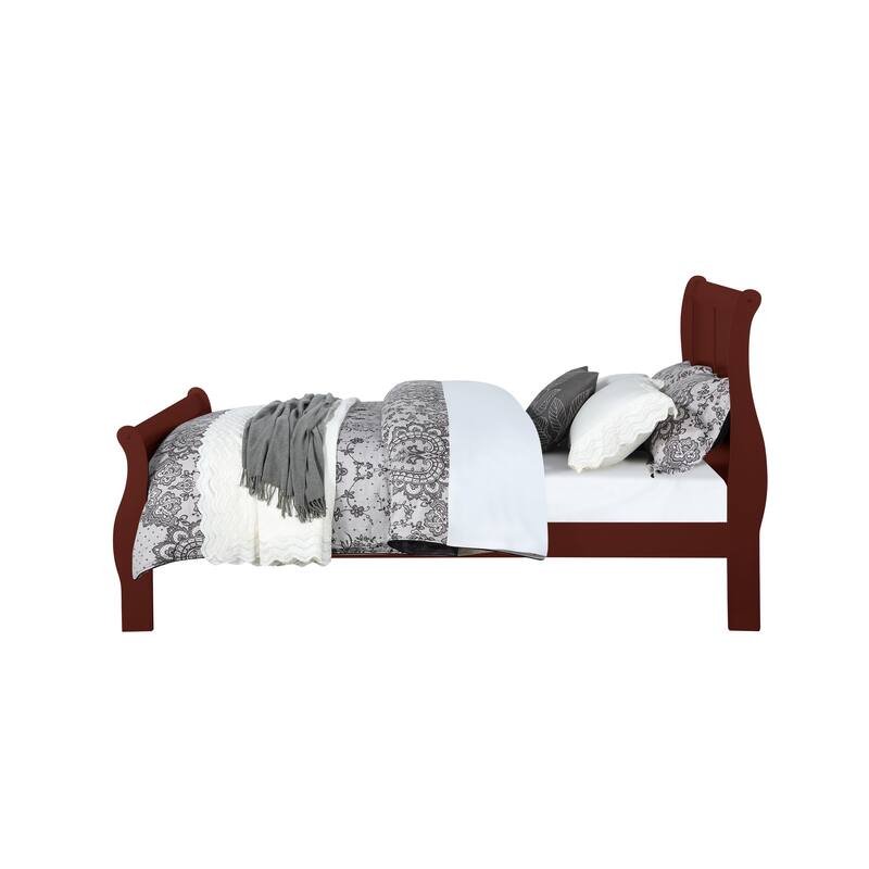 Queen Size Transitional Style Solid Wood Platform Bed with Hand Selected Veneers and Antique Brass Hardware