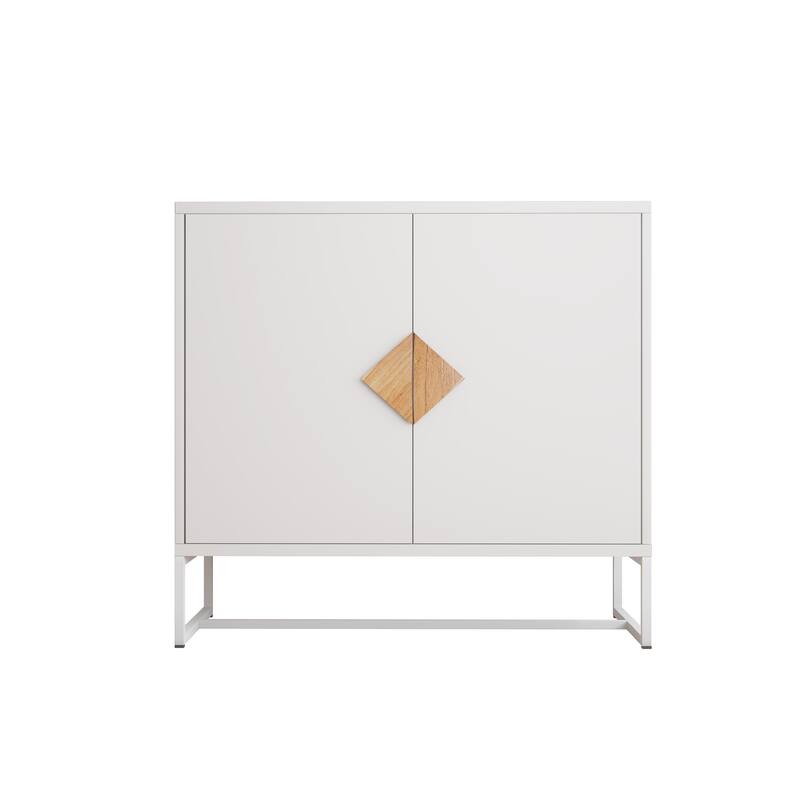MDF square shape handle 2 doors sideboard