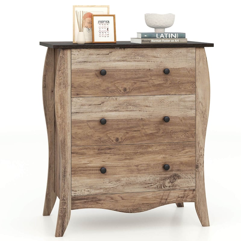 Costway 1/2 PCS 30" Farmhouse Chest of Drawers with 3 Folding Fabric - 3-drawer