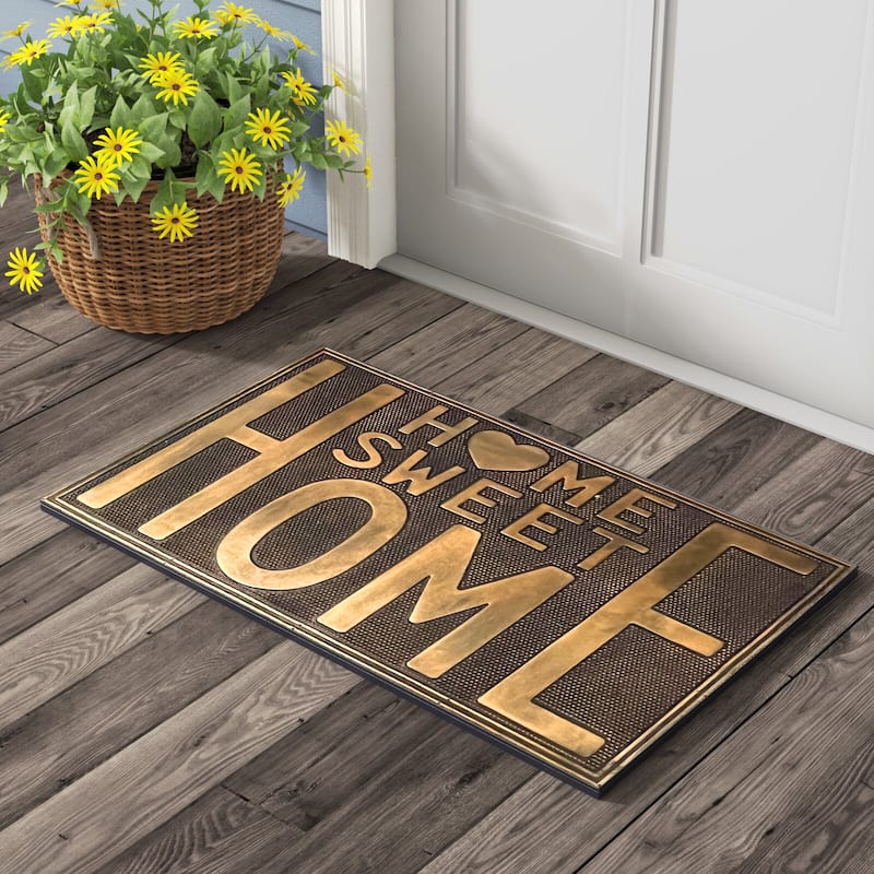 Home Sweet Home Rubber Pin Mat Bronze Hand Finished Doormat 18" X30"