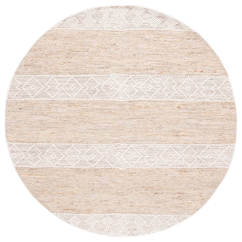 SAFAVIEH Handmade Natura Moschka Wool Rug - 6' Round - Ivory/Beige
