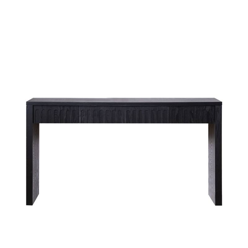 Modern Entryway Table Carved Design Console Table with Hidden Drawers