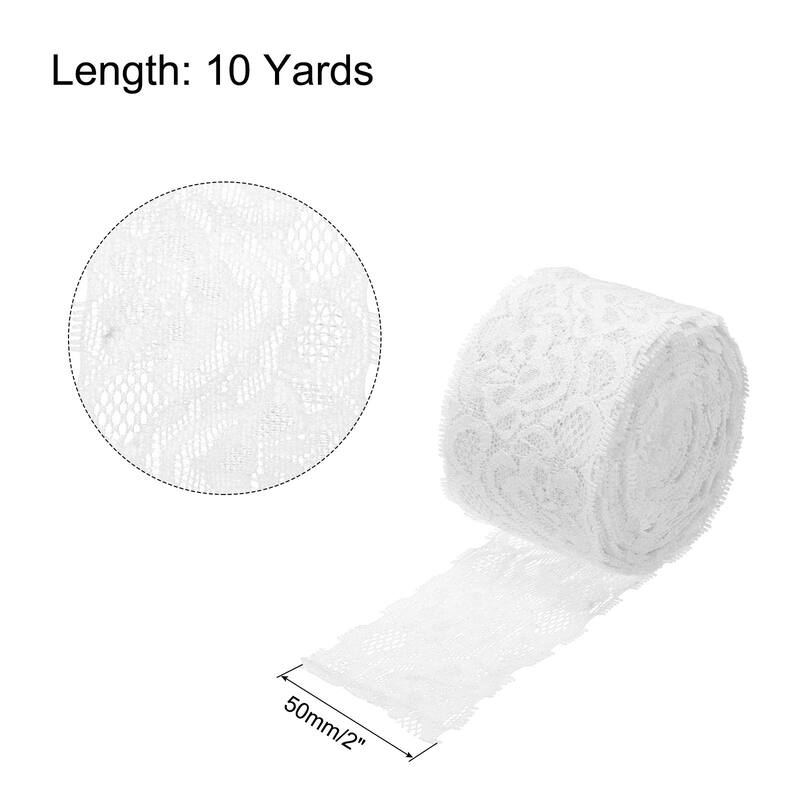 Lace Trim 10 Yards 2 Inch Flower Elastic Lace Ribbons - White