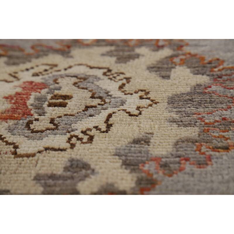 Hand Knotted Oriental 100% Wool Carpet Transitional All-Over Greys & Charcoal Oushak Area Rug - 8' 9'' X 5' 9''