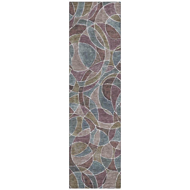 Machine Washable Indoor/Outdoor Casual Mosaic Chantille Rug