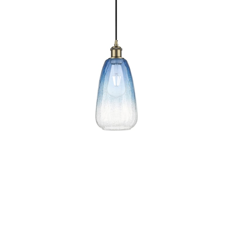 Innovations Lighting 516-1P-13-6 Brookhaven Almond Pendant Brookhaven - Antique Brass / Sapphire Blue