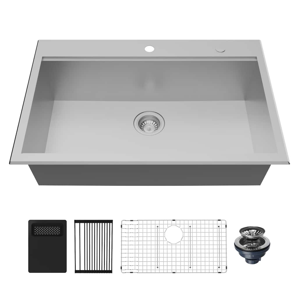 Karran USA WSTMSB3323-PK1 Fusion 33" Drop In Single Basin Stainless