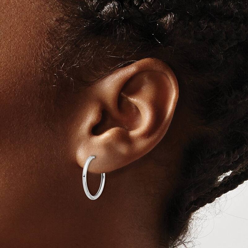 Curata 14k White Gold Polished Hinged Hoop Earrings - 15.7x18mm