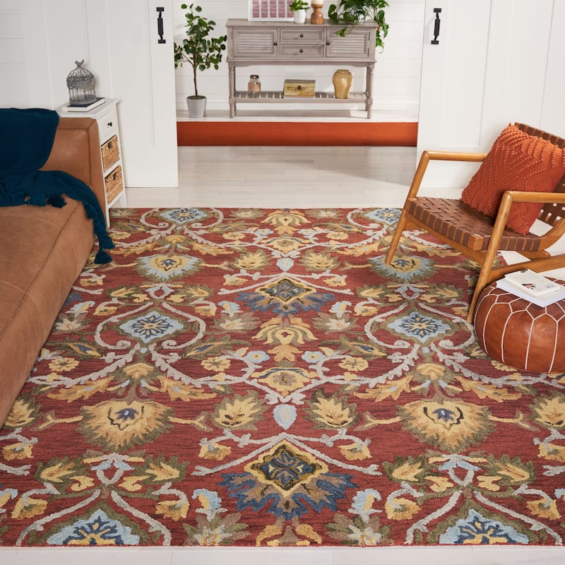 SAFAVIEH, Handmade Marietje Blossom French Country Wool Area Rug