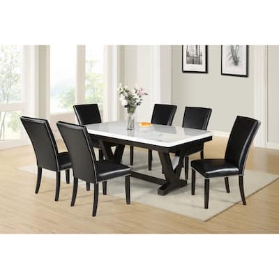 Steve Silver Fenton White Marble Dining Set