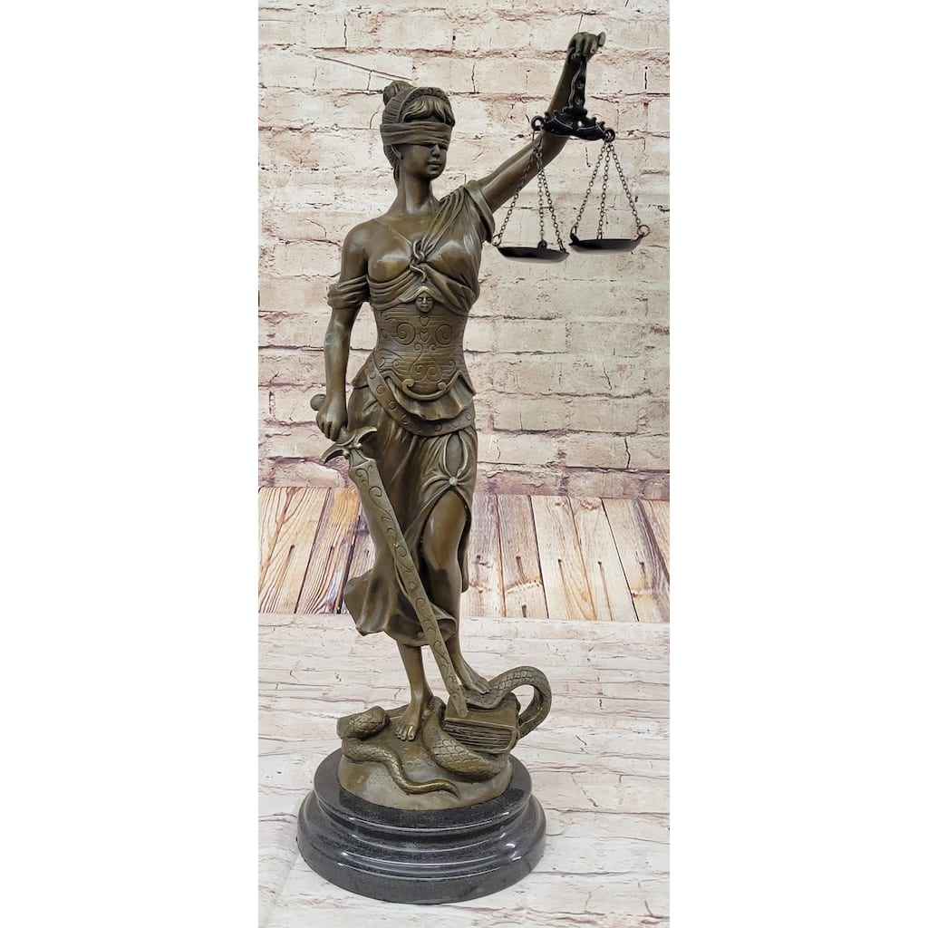 Themis Lady Justice Bronze Statue Sculpture Figure Lawyer Attorney Decor 19 Inches X 8 Inches
