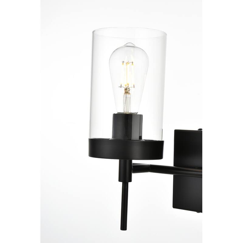 Bento 1 Light Black and Clear Bath Sconce