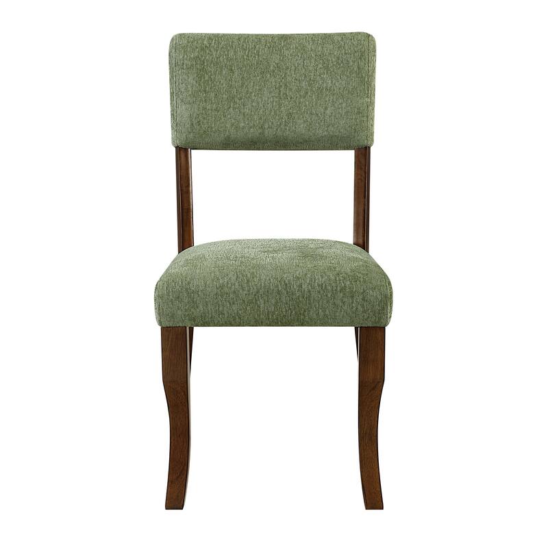 Contemporary Dining Side Chairs Set of 2, Chenille Fabric Upholstered Comfort Seat Back Wooden Furniture