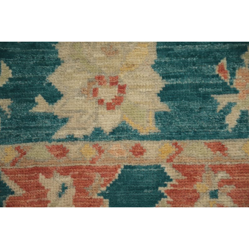 Hand Knotted Oriental 100% Wool Carpet Transitional All-Over Green Oushak Area Rug - 5' 3'' X 3' 2''