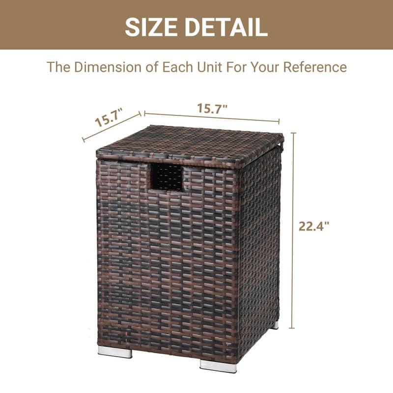 Karlhome Patio Wicker Propane Tank Storage Box Side Table