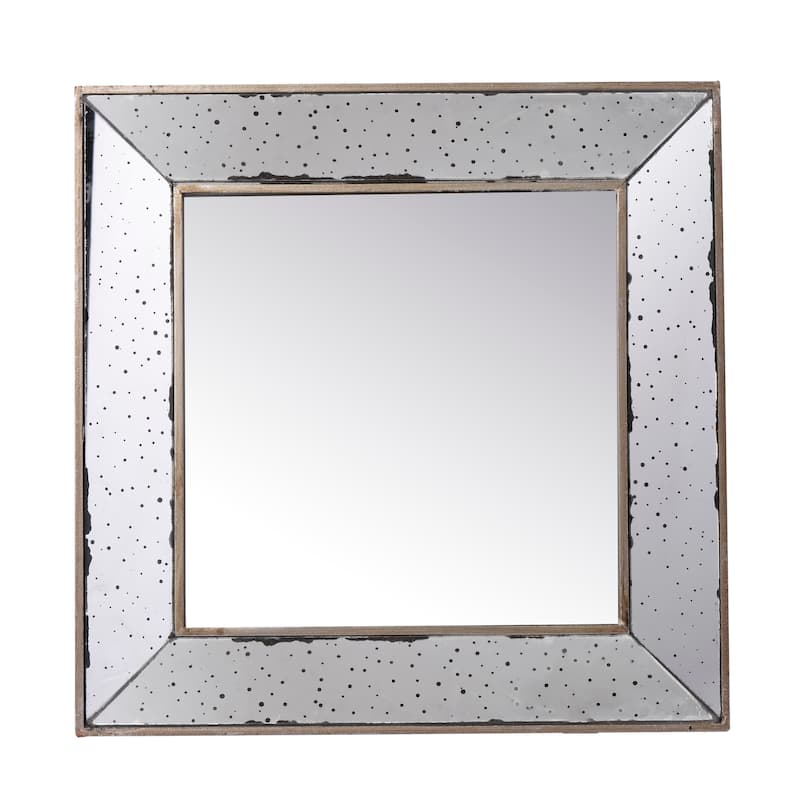 Distressed Silver Square Accent Wall Mirror - Silver