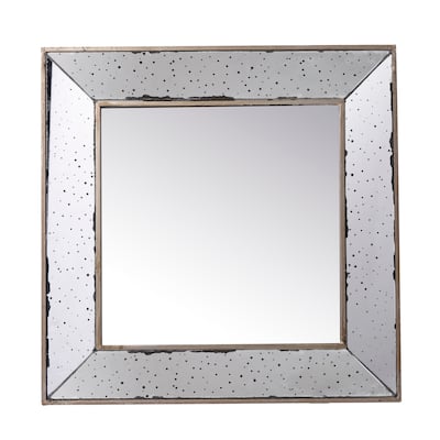 Distressed Silver Square Accent Wall Mirror