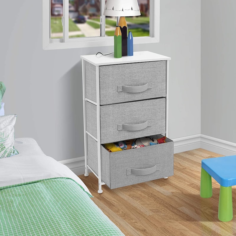 Nightstand w/ 3 Drawers Bedside Furniture & End Table Storage Tower