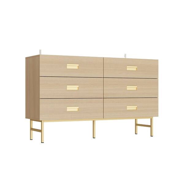 Dresser with Gold Handles - 6 Spacious Drawers for Home Organization - Bed  Bath & Beyond - 40539747