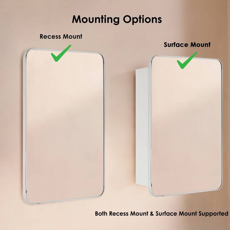 TEHOME Garnes Recessed or Surface Mount Framed Medicine Cabinet with Adjustable Shelves