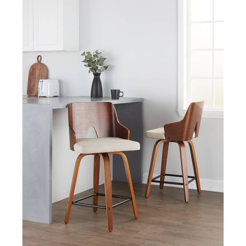 Carson Carrington Adrianna 24" Fixed-Height Counter Stool with Bent Wood Legs (Set of 2)