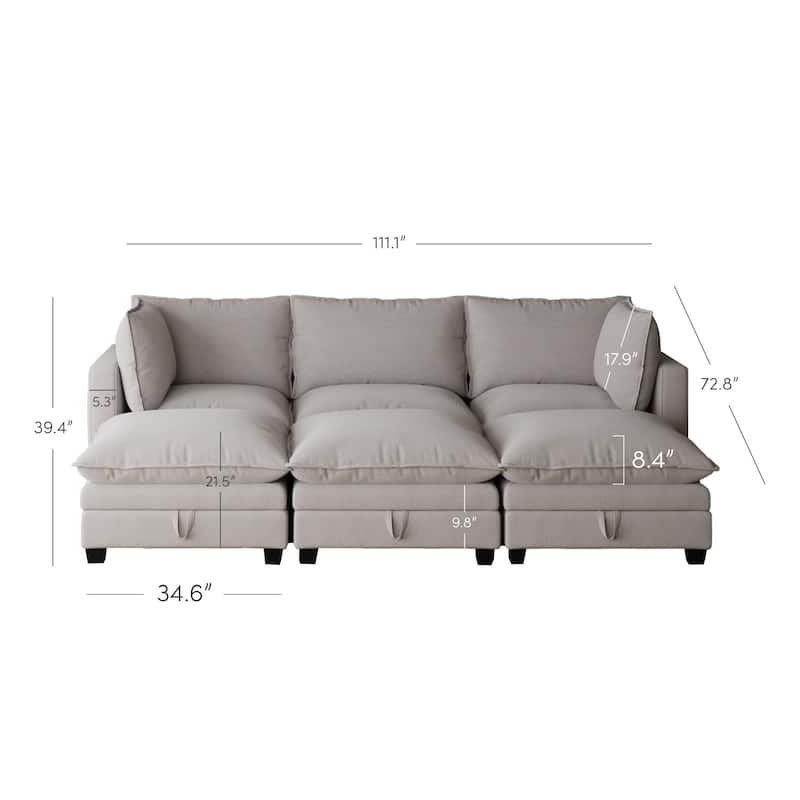 Chelsea Modern Pit Sectional Sofa, Cloud Fabric Modular Sofa with Plush Seat