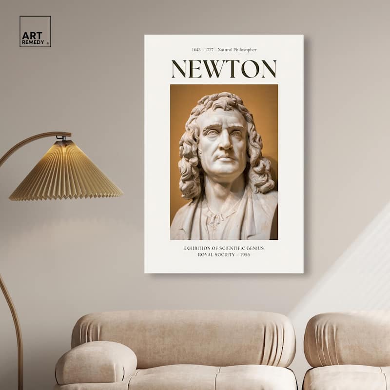 Newton's Likeness in Marble Canvas by Art Remedy, Gallery Wrapped